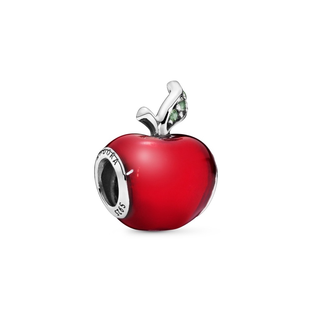 Authentic Pandora Disney Snow White apple silver charm with cubic zirconia